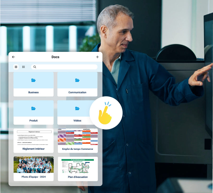 application docs sur ecran en salle de pause