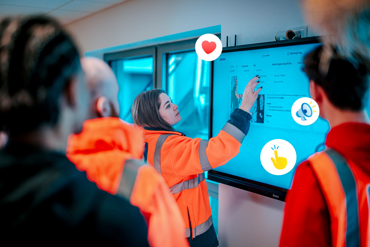 employee using the steeple touch screen